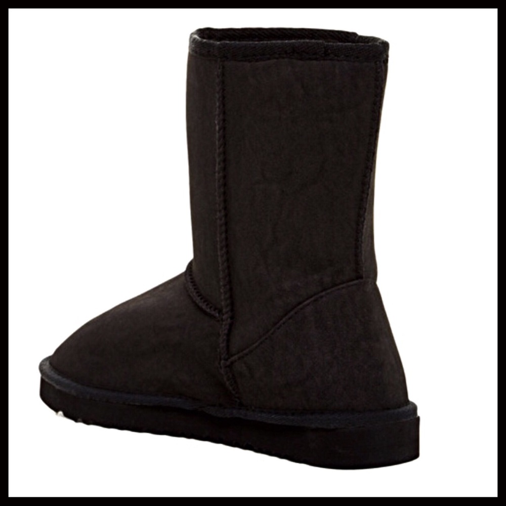 SHORT BLACK FAUX SHEARLING LINED BOOTS BOOTIES A2C - Picture 5 of 8